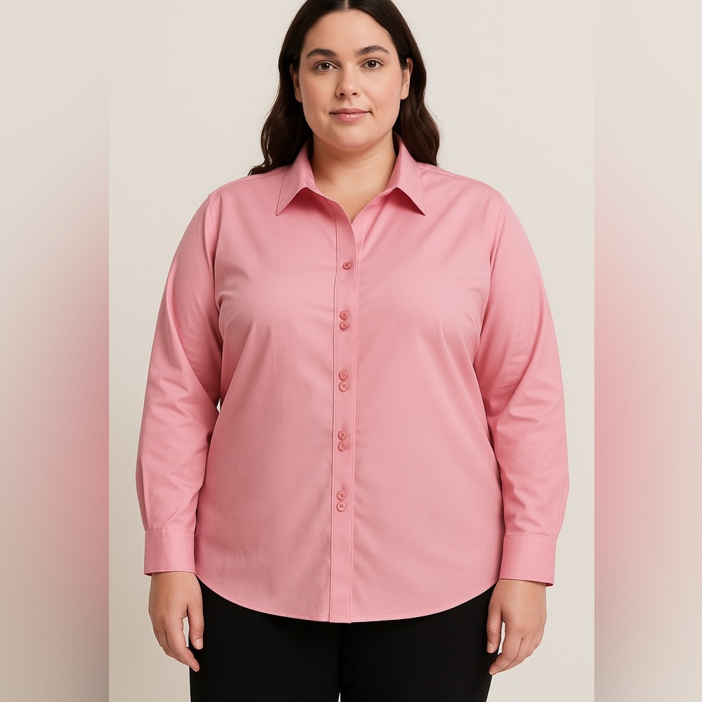 Gold Label Investments Pink Non-Iron Button Down Shirt 24W Cotton Classic Fit